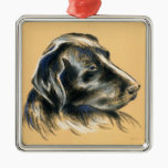 Labrador Retriever - Black Dog Pastel Drawing ornaments