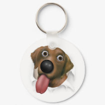 Labrador Retriever (Chocolate) Busting Out keychains