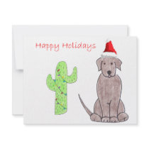 Labrador Retriever Chocolate Cactus Christmas invitations by giftsjustforuholiday Labrador Retriever Chocolate Cactus Christmas invitations