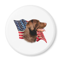 Labrador Retriever (chocolate) Flag Magnet