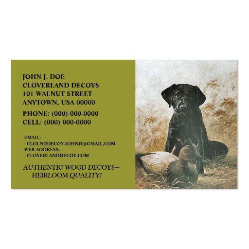 LABRADOR RETRIEVER DOG & DECOY ~BUSINESS CARDS!