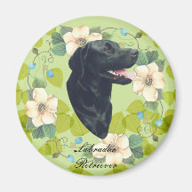 Labrador Retriever ~ Green Leaves Design Refrigerator Magnets