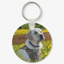 Labrador Retriever Keychain By The Fence by normagolden Labrador Retriever Keychain By The Fence