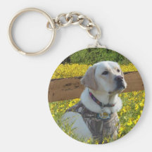 Labrador Retriever Keychain By The Fence