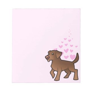 Chocolate Labrador Retriever Notepad Cartoon Chocolate Labrador Retriever Love Hearts Memo book