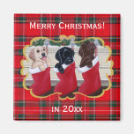 Labrador Retriever Puppies Christmas Painting Fridge Magnet