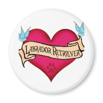 Labrador Retriever Tattoo Heart magnets by dogsandhorses Labrador Retriever Tattoo Heart magnets