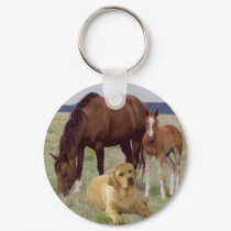 Labrador Retriever With Horses Keychain by normagolden Labrador Retriever With Horses Keychain