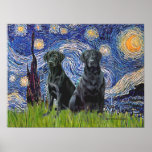 Labrador (two black) - Starry Night Print
