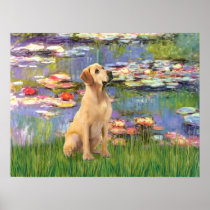 Labrador (Yellow 7) - Lilies 2 Poster