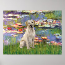 Labrador (Yellow 8) - Lilies 2 Posters