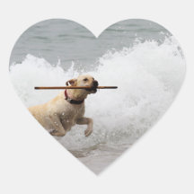 Labrador - Yellow - Go Fetch! Heart Stickers