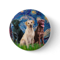 Labradors (3) - Starry Night Pinback Button