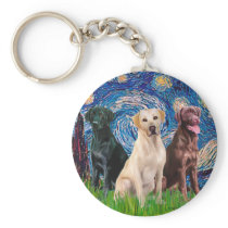 Labradors (3) - Starry Night Key Chain
