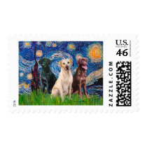 Labradors (3) - Starry Night Postage Stamps