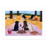 Labradors Autumn Fun Postcards