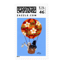 Labradors in the Hot-air Balloon. postage