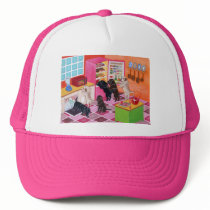 Labradors in the Kitchen Painting Trucker Hats