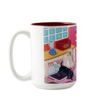 Labradors in the Kitchen Painting Coffee Mug