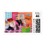 Labradors in the Kitchen Painting Postage Stamps