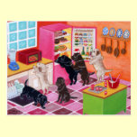 Labradors in the Kitchen Painting postcards