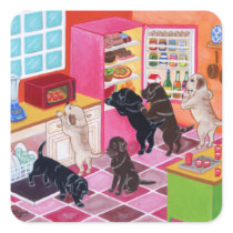 Labradors in the kitchen stickers