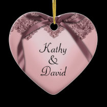 Lace and Bow Heart ornaments