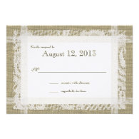 Lace and Burlap Country Romance Reply Personalized Invites