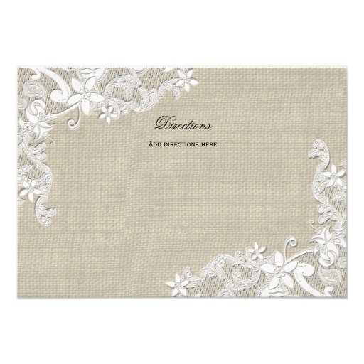 Lace and Burlap Directions Insert Invitations