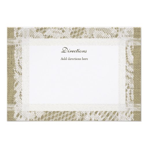 Lace and Burlap Look Directions Insert Custom Announcement