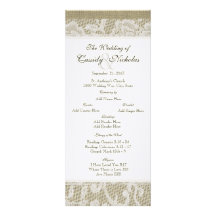 Lace and Burlap Look Wedding Program Personalized Announcements
