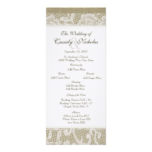 Burlap Wedding Programs