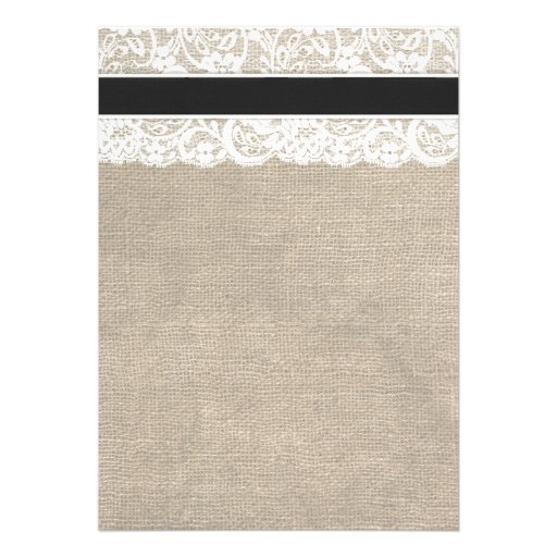 Lace and Burlap Rustic Wedding Invitation - Black