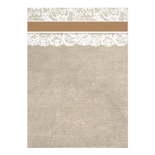 Lace and Burlap Rustic Wedding Invitation- Caramel