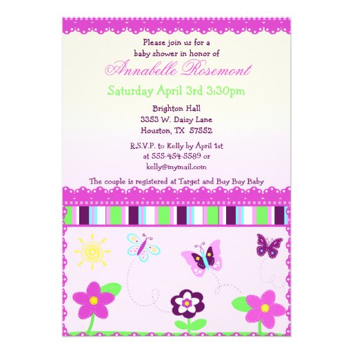Lace and Butterflies Baby Shower Invitation