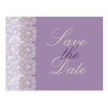 Lace and Pearls Lavender Save the Date Postcard