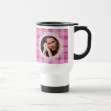 Lace and Plaid -Heart on Pink- Mugs