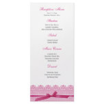 Lace and Ribbon reception menus Full Color Rack Card
