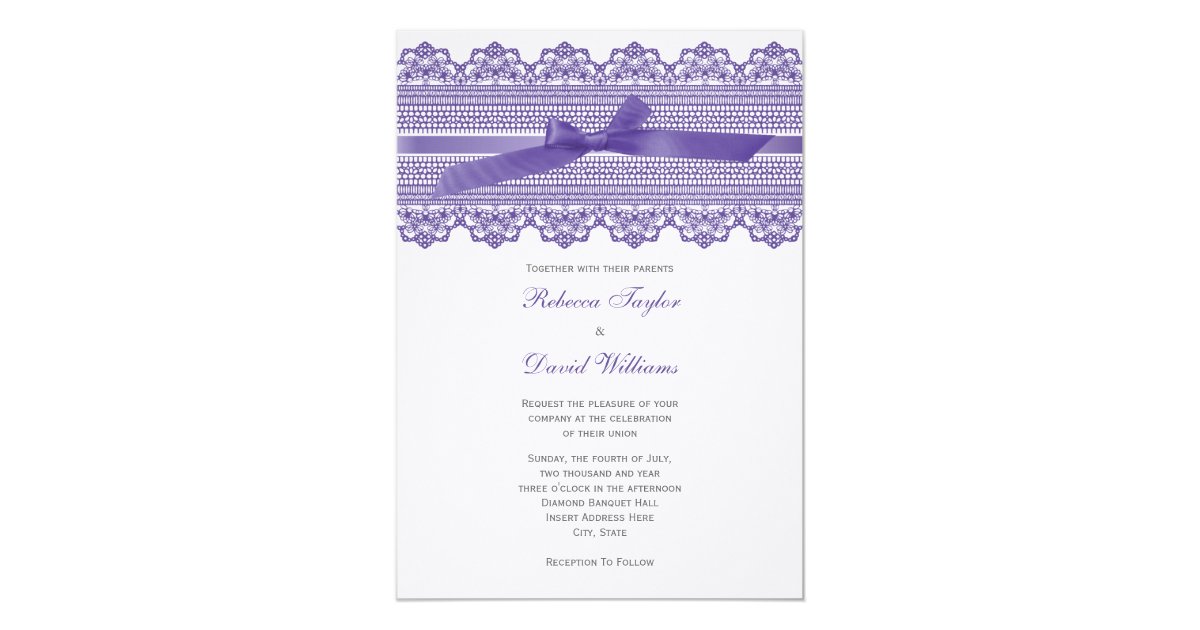 Lace and Ribbon wedding invitations Zazzle