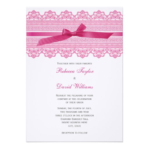 Lace and Ribbon wedding invitations Zazzle