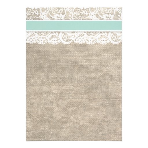 Lace and Rustic Burlap Wedding Invitation Seafoam