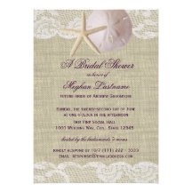 Lace and Sand Dollar Beach Bridal Shower Announcement