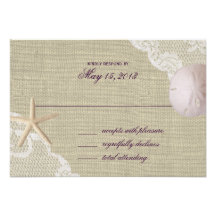Lace and Sand Dollar Beach Response Personalized Announcement