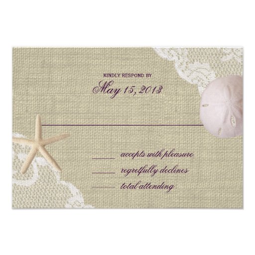 Lace and Sand Dollar Beach Response Personalized Announcement