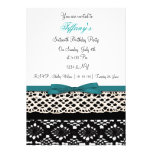 lace aqua damask Sweet Sixteen party Invitation invitations