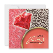 Lace Bachelorette Party Red Coral Diamond Ring Invite