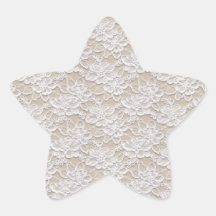 Lace Beige & White Floral Star Sticker