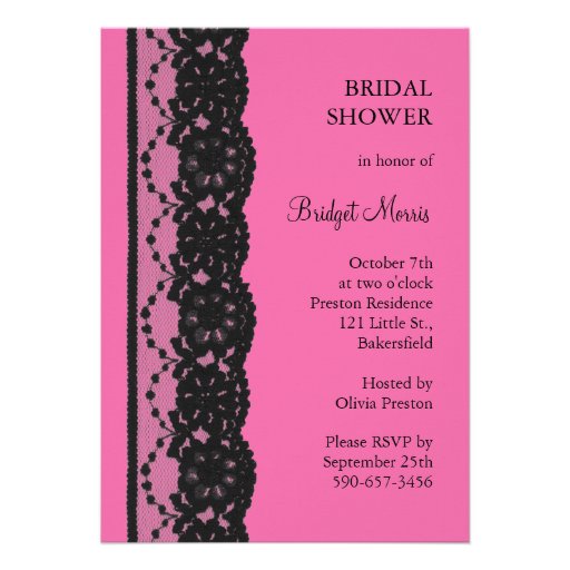 Lace Bridal Shower (fuchsia) Personalized Invite
