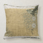Lace Burlap Dandelion Butterfly Vintage Art Throw Pillow