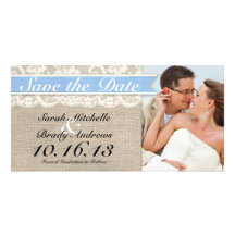 Lace & Burlap Vintage Save the Date - Capri Custom Photo Card
